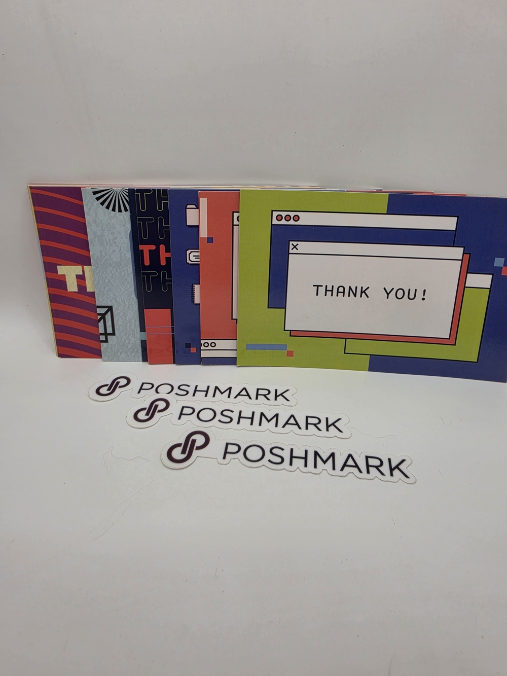 Pack Of 16 Poshmark Thank You Card Set 11 Designs 3 Stickers Logo